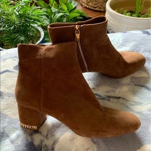 Michael Kors Sabrina Suede Booties & Gold Details